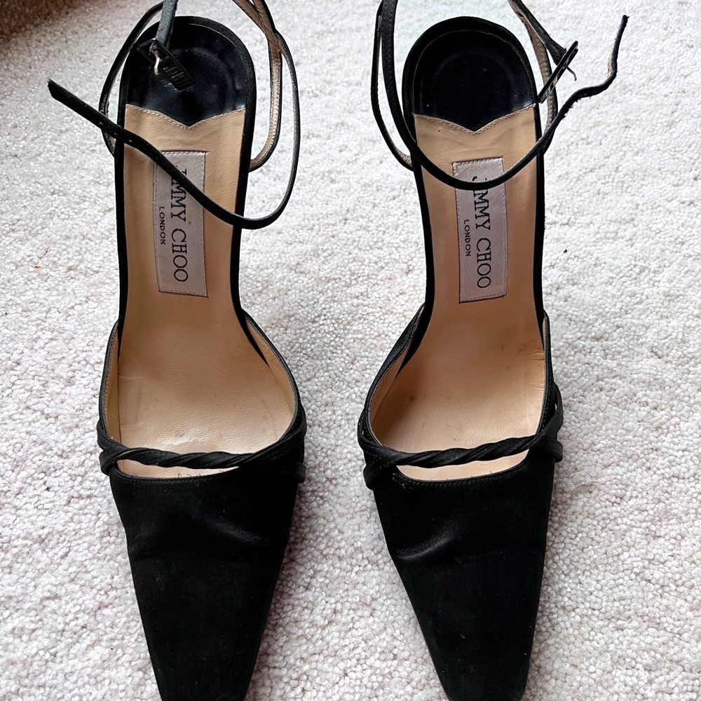 Jimmy Choo Black Satin Heels